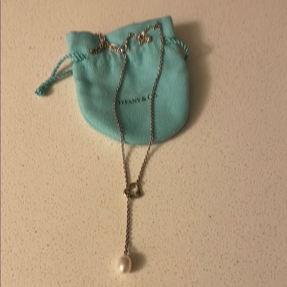 Tiffany & Co Elsa Peretti Open Heart And Pearl Necklace